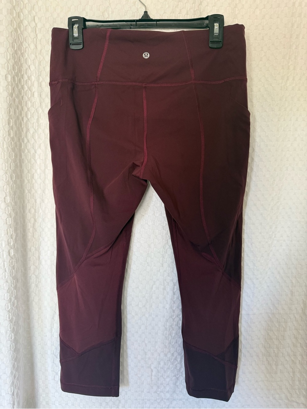 Lululemon Pace Rival High-Rise Crop 22” Red Merlot Mesh Leggings 10 - Picture 4 of 5